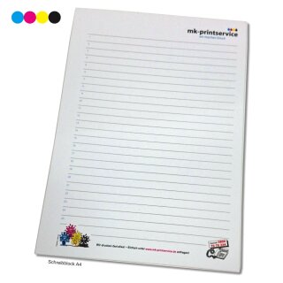 Schreib- / Notizlock 50 Blatt A4 - 210x297mm frei gestaltet